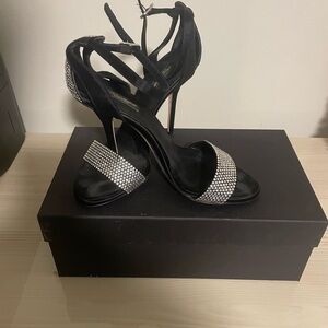 Dolce and Gabbana Black Rhinestone Sandal Heels